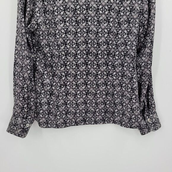 Tresori Silk Blouse Long Sleeve Spread Dagger Collar Button Up S Gray Retro 70s - Picture 10 of 12